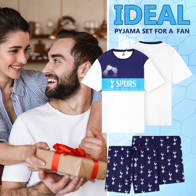 Tottenham Hotspur Mens Pyjamas Set, Spurs Gifts for Men - White/Navy - Get Trend