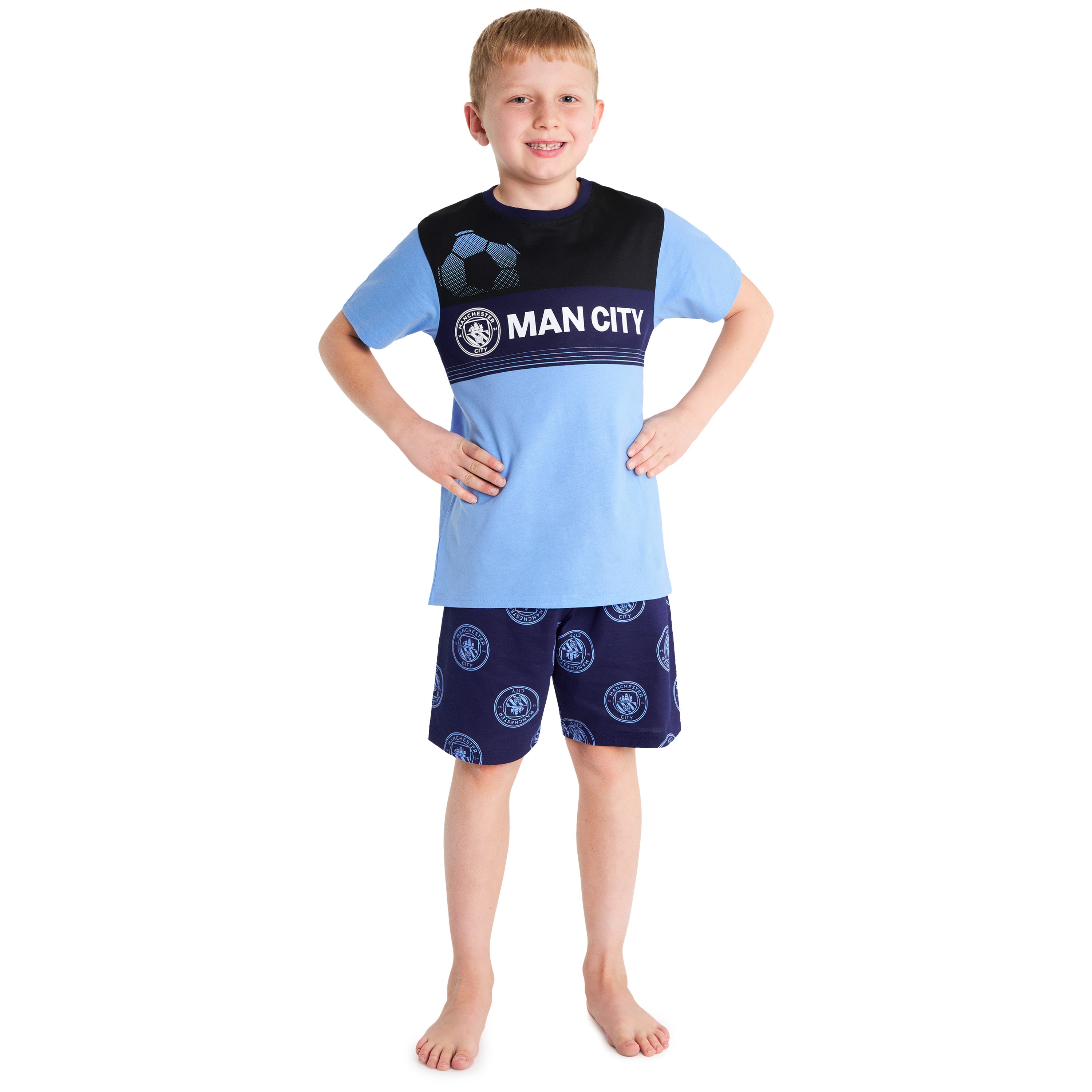 Manchester City F.C. Boys Short Pyjama Set - Black/Blue - Get Trend