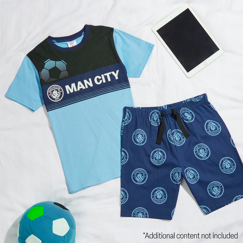Manchester City F.C. Boys Short Pyjama Set - Black/Blue - Get Trend