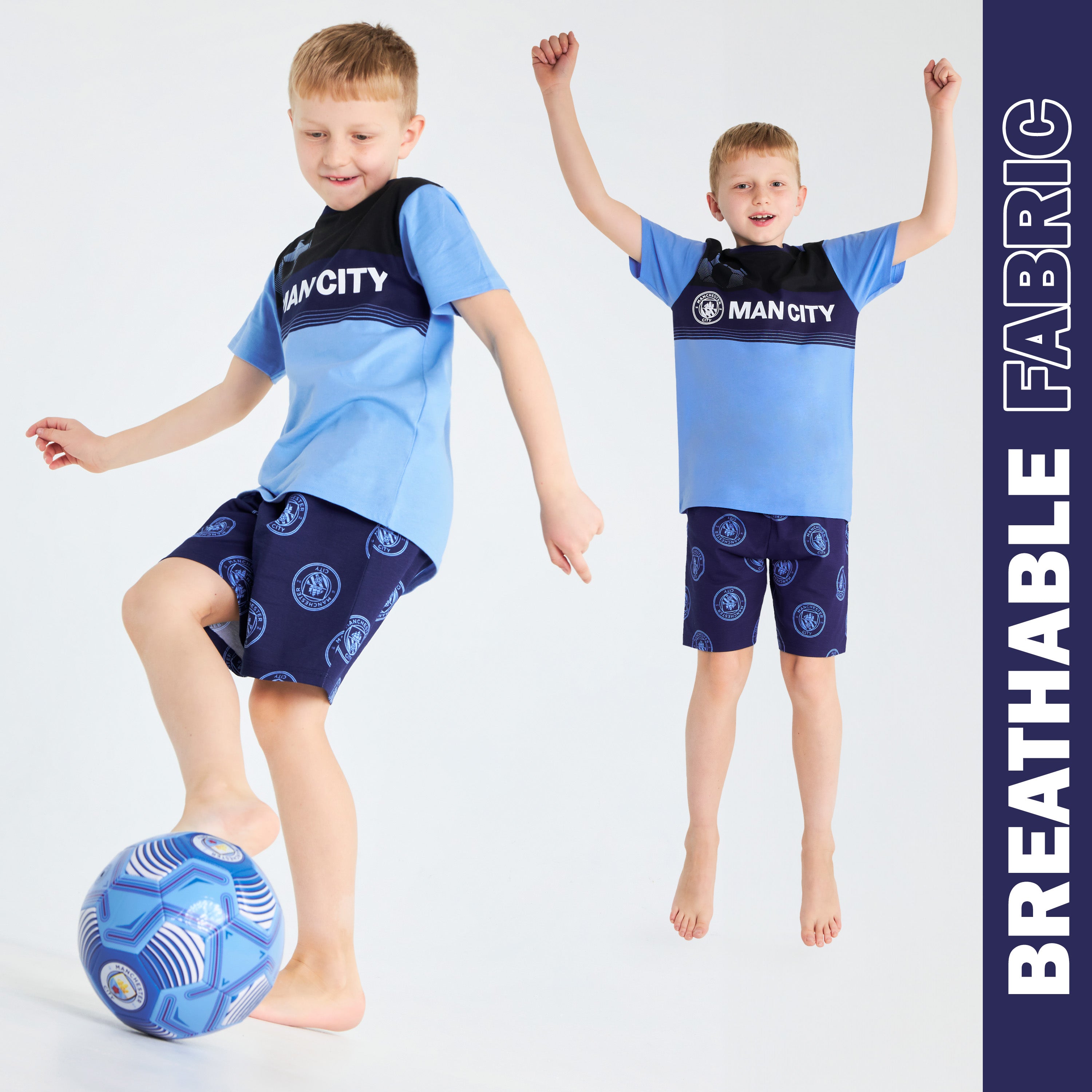 Manchester City F.C. Boys Short Pyjama Set - Black/Blue - Get Trend