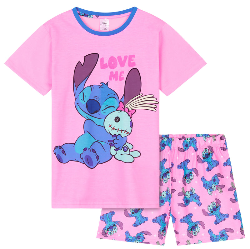 Disney Stitch Girls Short Pyjama Set, Soft Breathable Lounge Wear - Stitch Gifts for Girls