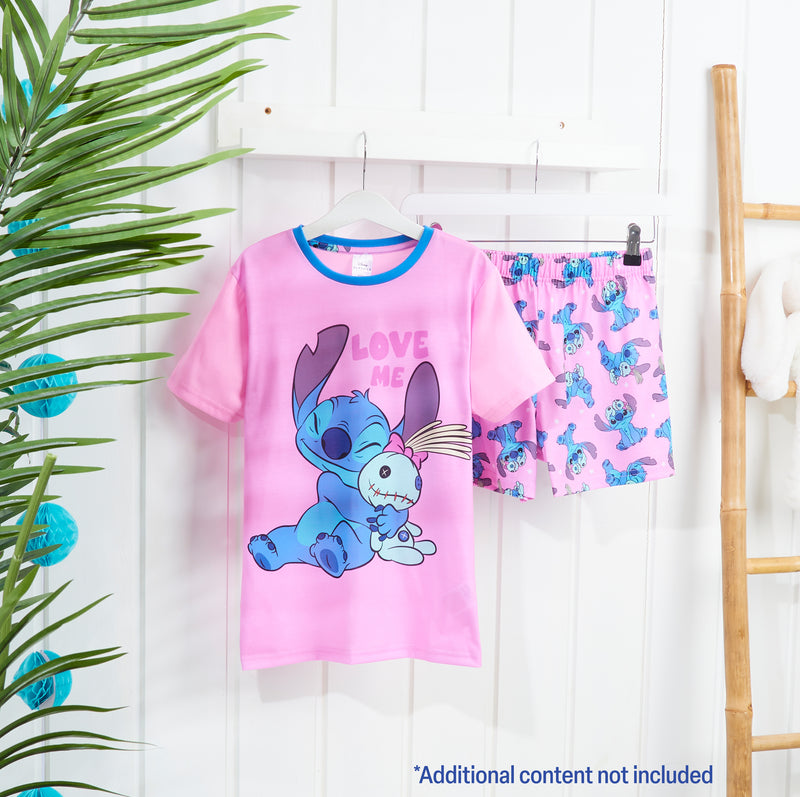 Disney Stitch Girls Short Pyjama Set, Soft Breathable Lounge Wear - Stitch Gifts for Girls