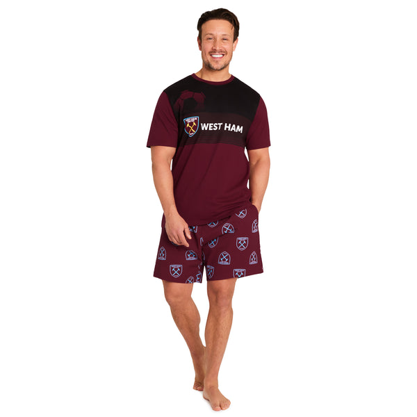 West Ham United F.C. Mens Short Pyjamas Set - Breathable Loungewear - Get Trend