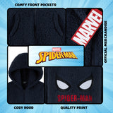 Marvel Spiderman Fleece Hoodie for Boys Fluffy Zip Up Hooded Jacket Teddy Fleece Warm Sherpa Pullover Long Sleeve Outerwear with Pockets