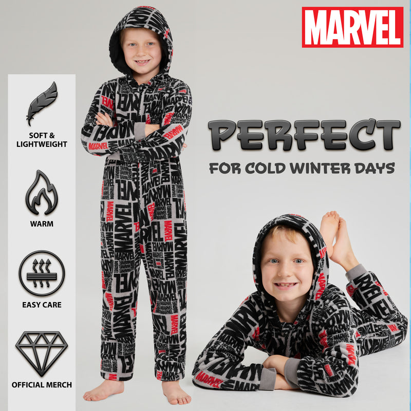 Marvel Fleece Onesie for Boys - Hooded Onesie for Kids - Get Trend
