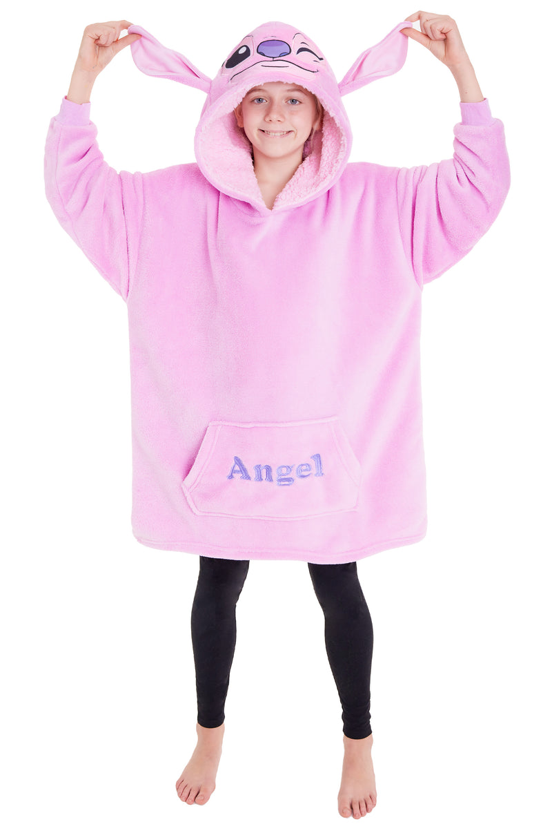 Disney Stitch Fleece Hoodie Blanket for Kids and Teenagers - Angel - Get Trend