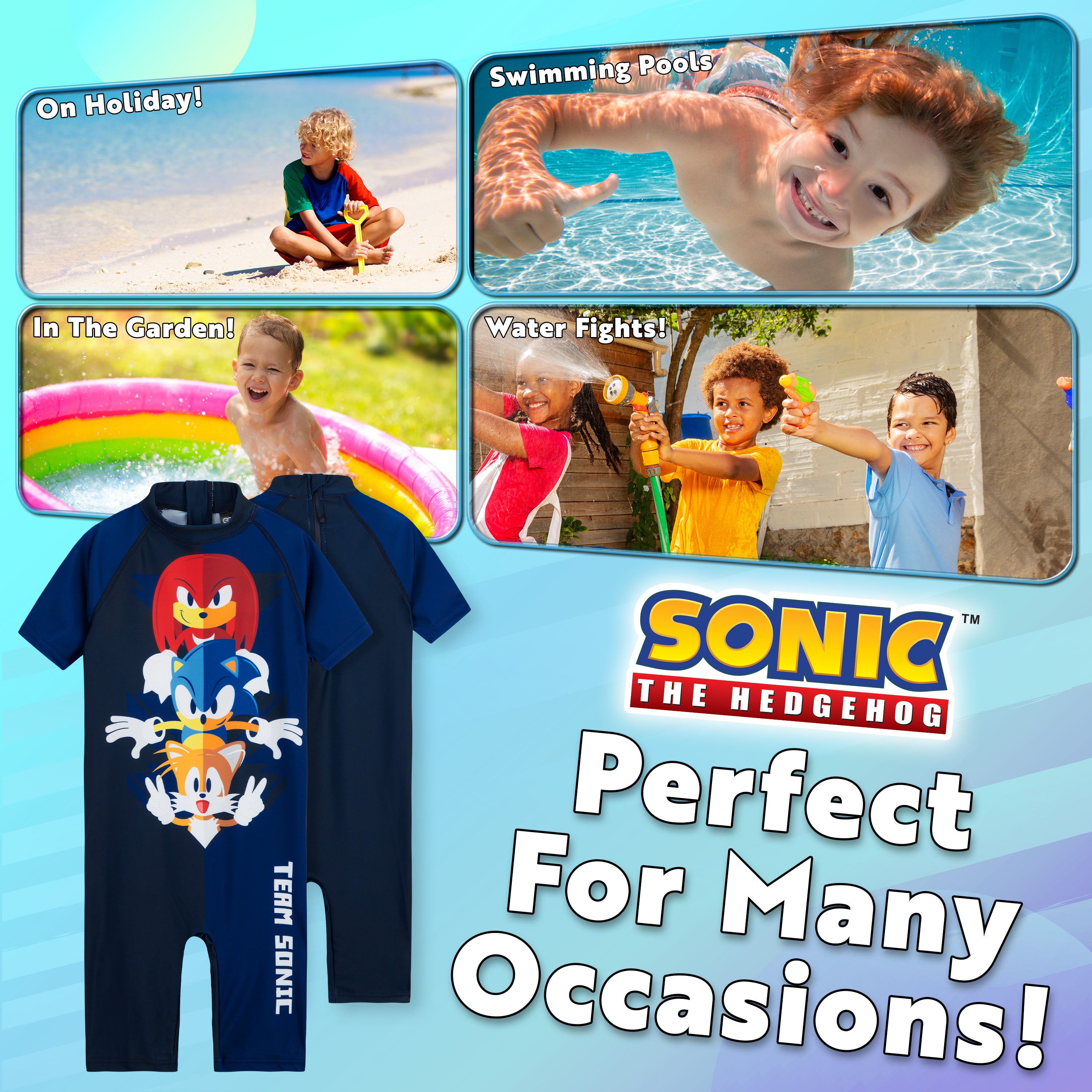 Sonic The Hedgehog Boys Swimming Costume Summer Holiday Essentials for Kids - Get Trend