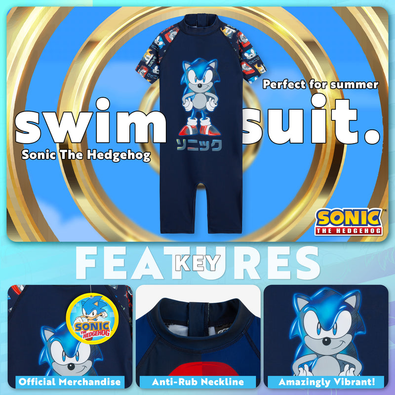 Sonic The Hedgehog Boys Swimming Costume Summer Holiday Essentials for Kids