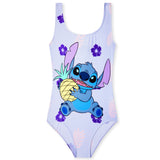 Disney Stitch Girls Swimming Costume Stretchy One Piece Swimsuit