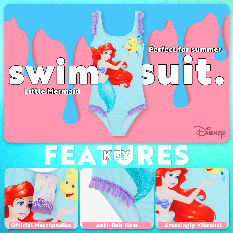 Disney Stitch Swimming Costume Girls One Piece Swimsuit - The Little Mermaid - Get Trend