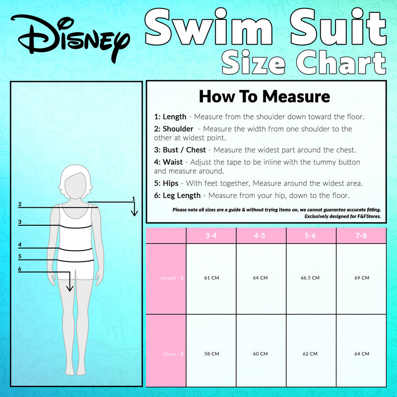 Disney Girls Swimming Costume The Little Mermaid Swimsuit