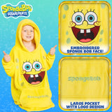 SPONGEBOB SQUAREPANTS Hoodie Blanket Kids Teenagers - Fleece Poncho One Size