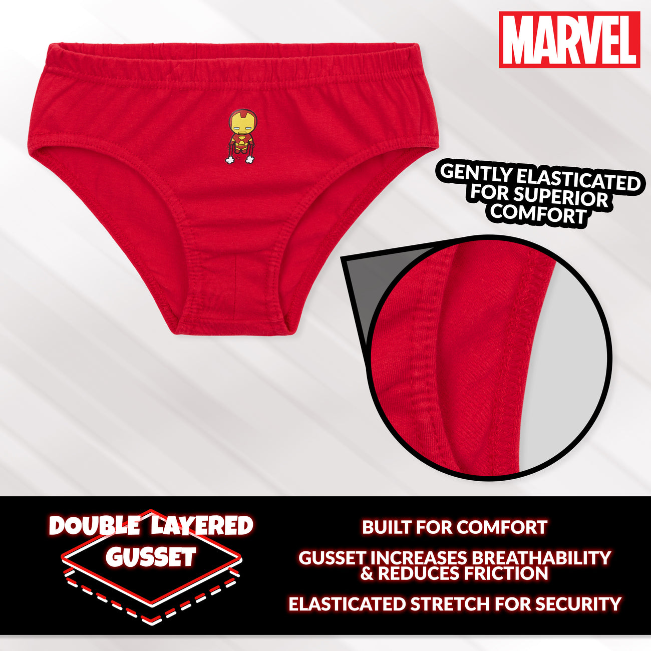 Marvel Boys Pants 5 Pack Cotton Briefs, Boys Underwear 5 Pack