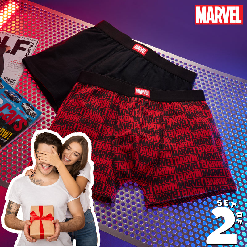 Marvel Boxers for Men - 2 Pack Cotton-Rich and Breathable Mens Underwear