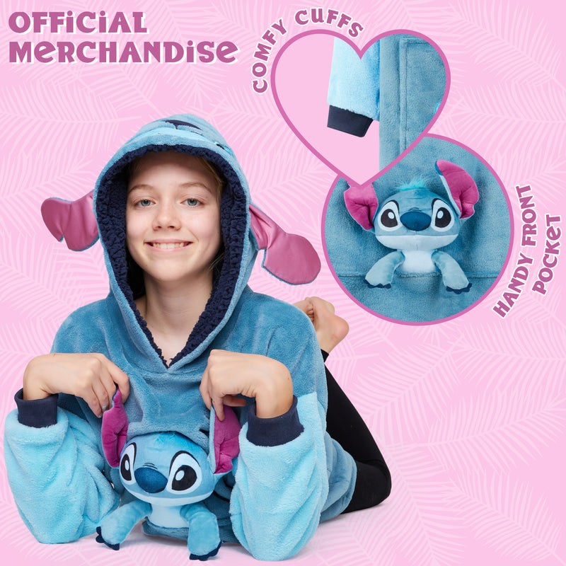 Disney Stitch Fleece Hoodie Blanket with Plush Toy for Kids - Stitch