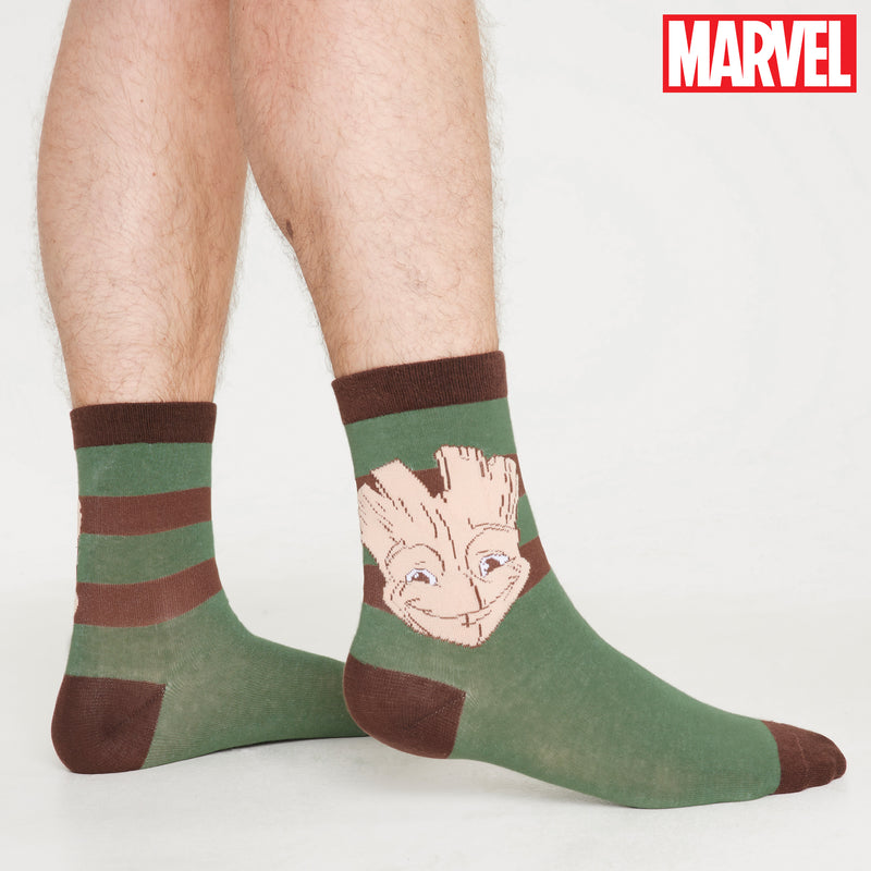 Marvel Mens Socks - 5 Pack Calf Length Crew Socks for Men - Groot - Get Trend
