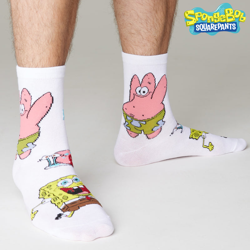 SpongeBob Mens Socks - Pack of 5 Crew Socks for Men