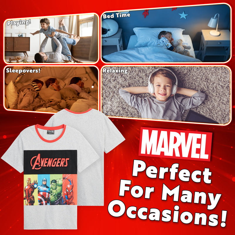 Marvel Boys Pyjama Set,  T-Shirt & Shorts Summer PJs for Boys - Get Trend