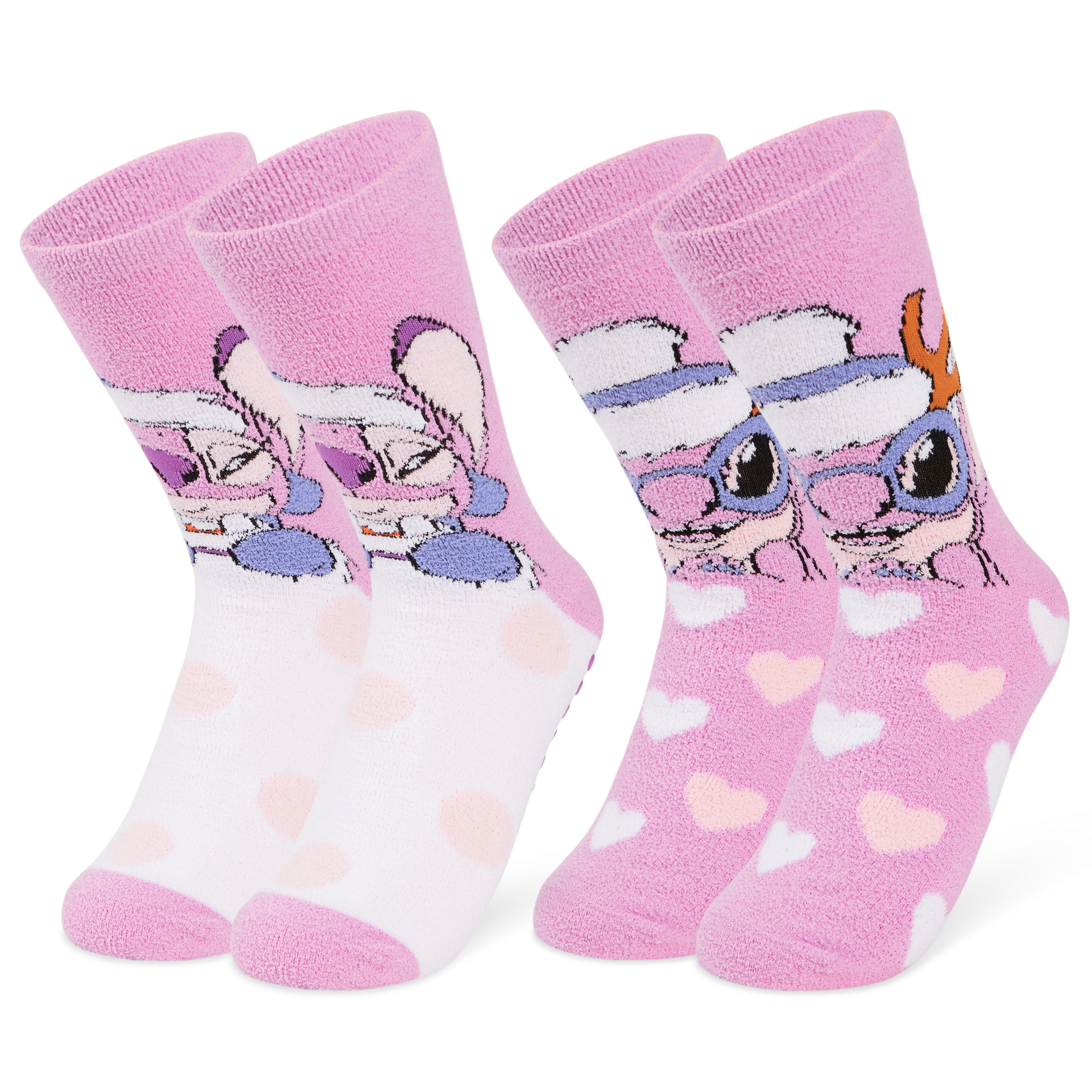 Disney Slippers Socks Women 2 Pack Fluffy Socks Non Slip - Angel - Get Trend