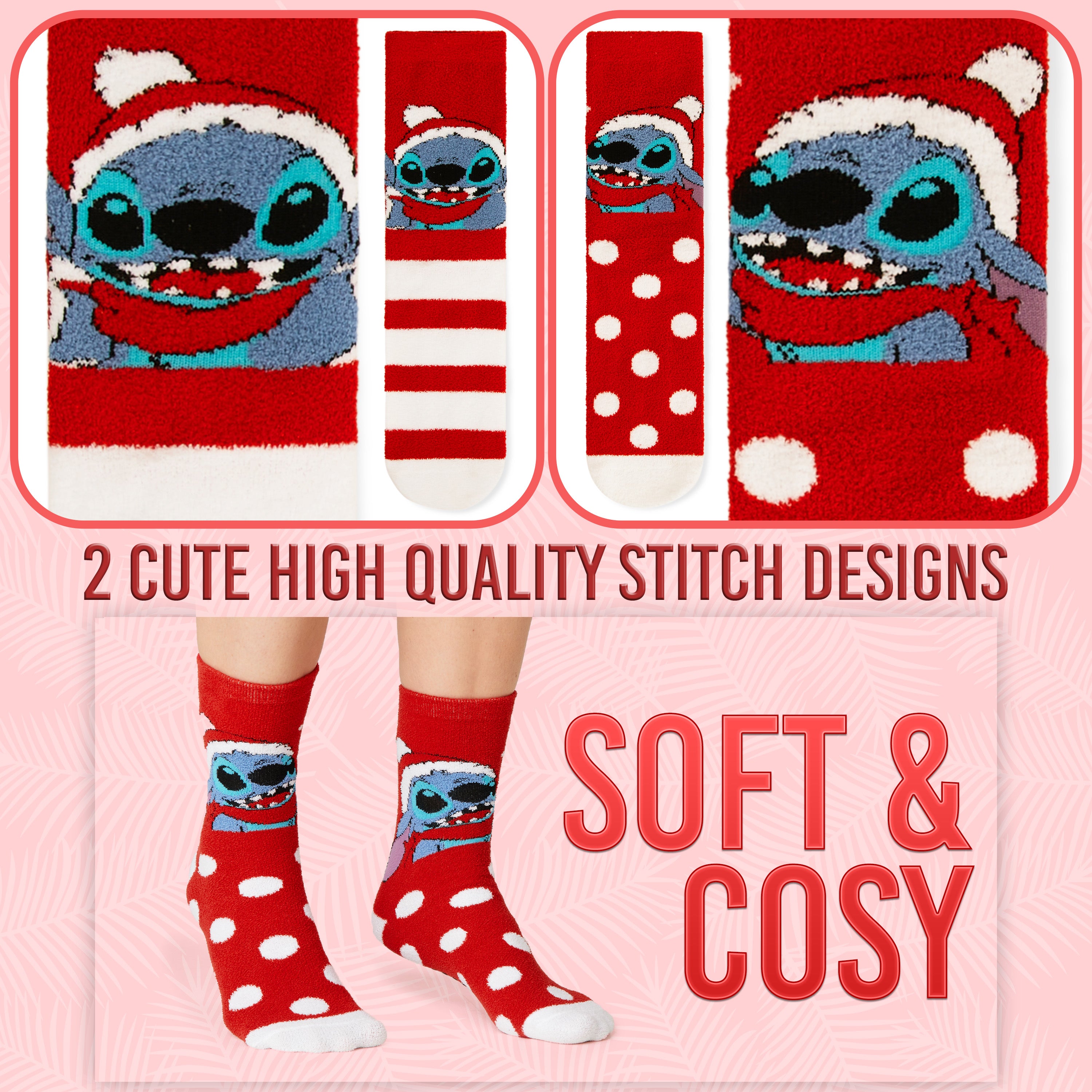 Disney Slippers Socks Women 2 Pack Fluffy Socks - Stitch - Get Trend