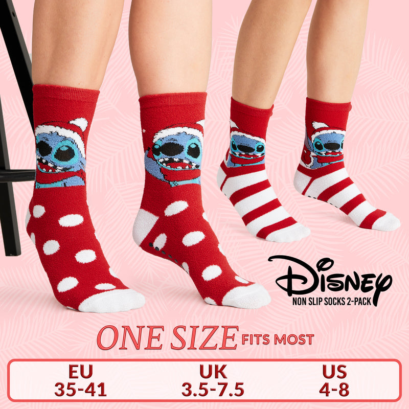 Disney Slippers Socks Women 2 Pack Fluffy Socks - Stitch