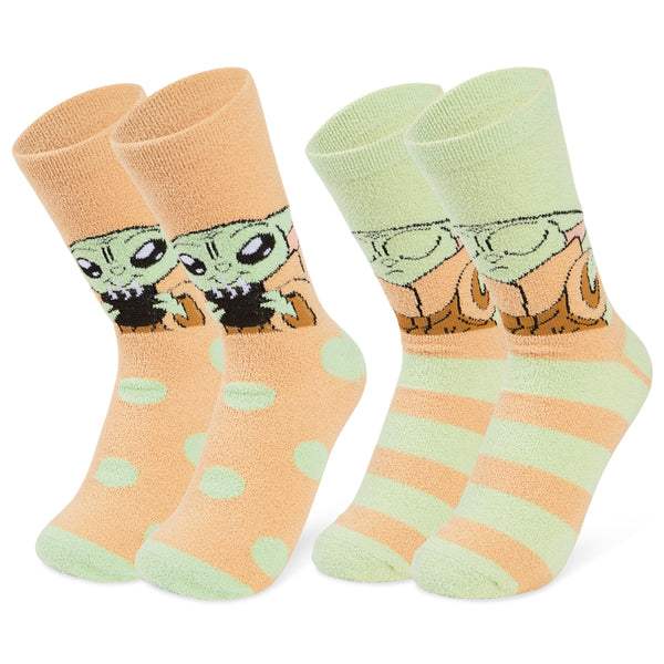 Disney Slippers Socks Women 2 Pack Fluffy Socks Non Slip - Baby Yoda - Get Trend