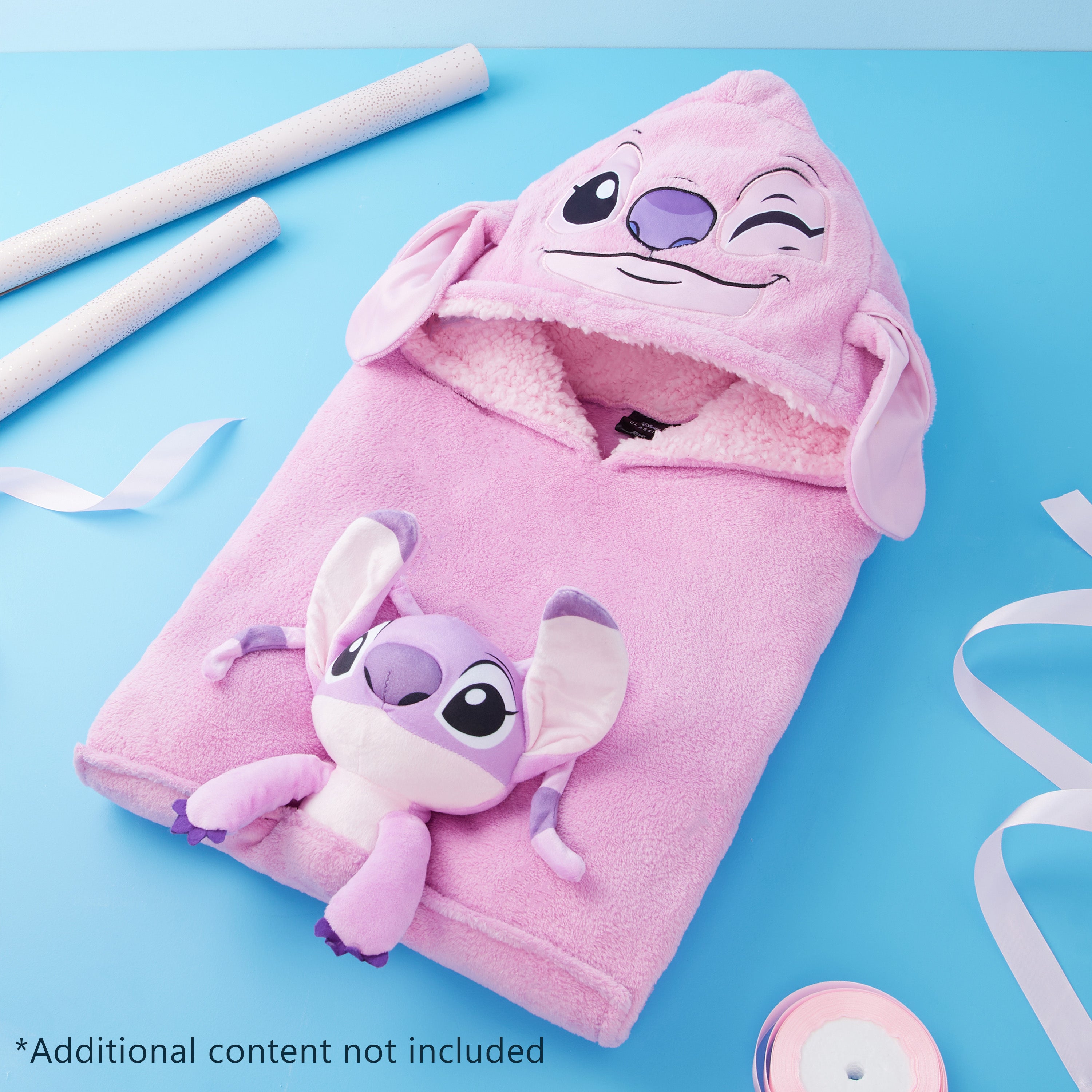 Disney Stitch Fleece Hoodie Blanket with Plush Toy for Kids - Pink Angel - Get Trend