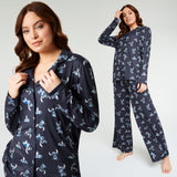Disney Stitch Womens Pyjamas Set Nightwear Button Front Long PJs Lounge Set