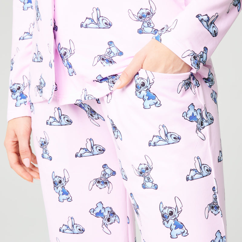 Disney Stitch Womens Pyjamas Set Nightwear  - Pink