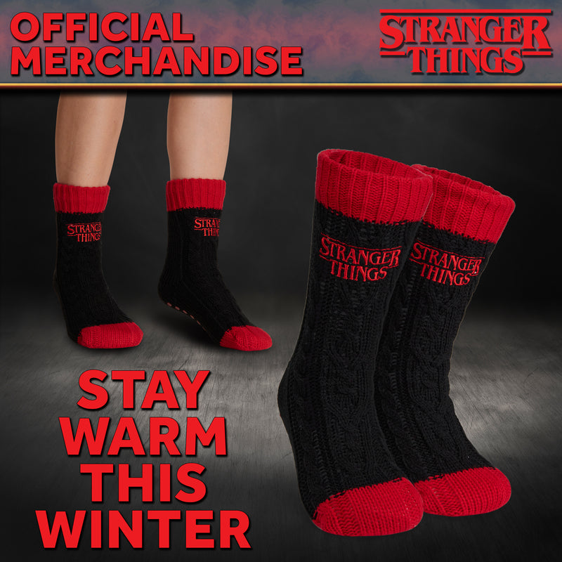 Stranger Things Fluffy Socks for Women and Teenagers - Black & Red