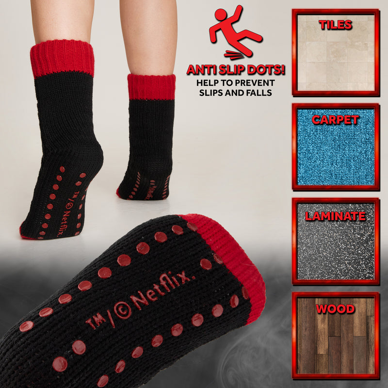 Stranger Things Fluffy Socks for Women and Teenagers - Black & Red