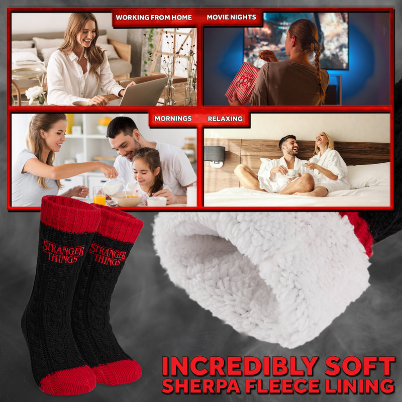 Stranger Things Fluffy Socks for Women and Teenagers - Black & Red - Get Trend