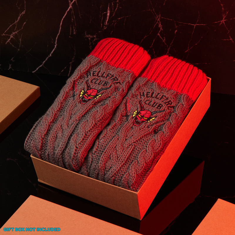 Stranger Things Fluffy Socks for Men - Grey and Red