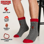 Stranger Things Fluffy Socks for Men - Grey and Red - Get Trend