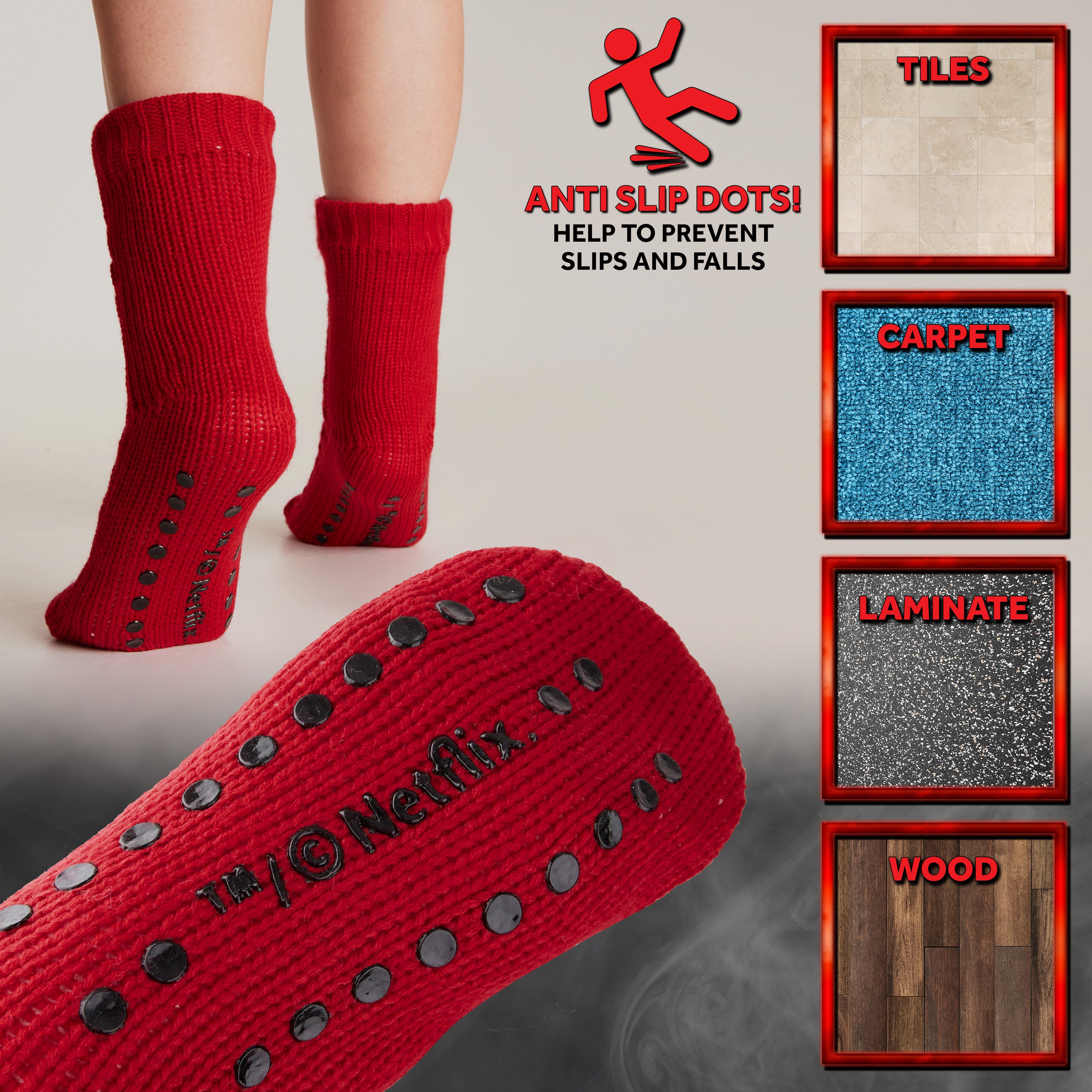 Stranger Things Fluffy Socks for Women and Teenagers - Red - Get Trend