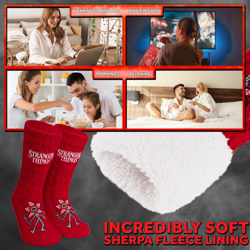 Stranger Things Fluffy Socks for Women and Teenagers - Red - Get Trend