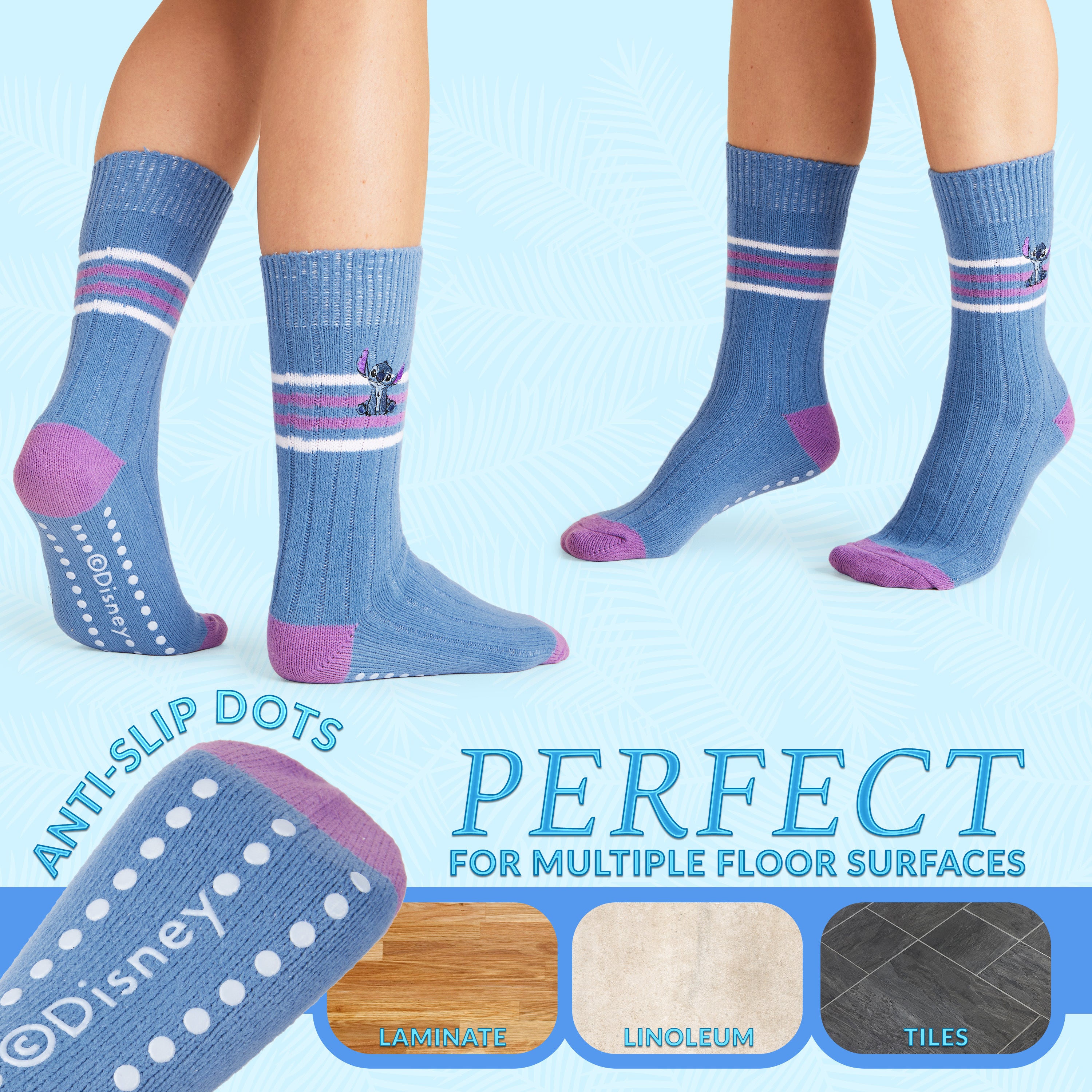 Disney Bed Socks for Women, Non Slip Socks - Stitch - Get Trend