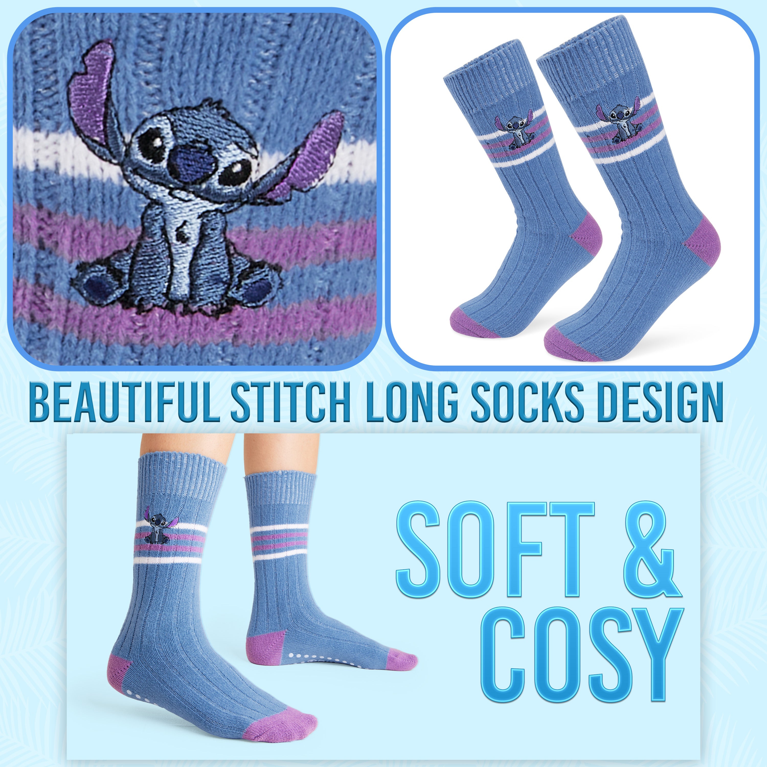 Disney Bed Socks for Women, Non Slip Socks - Stitch - Get Trend