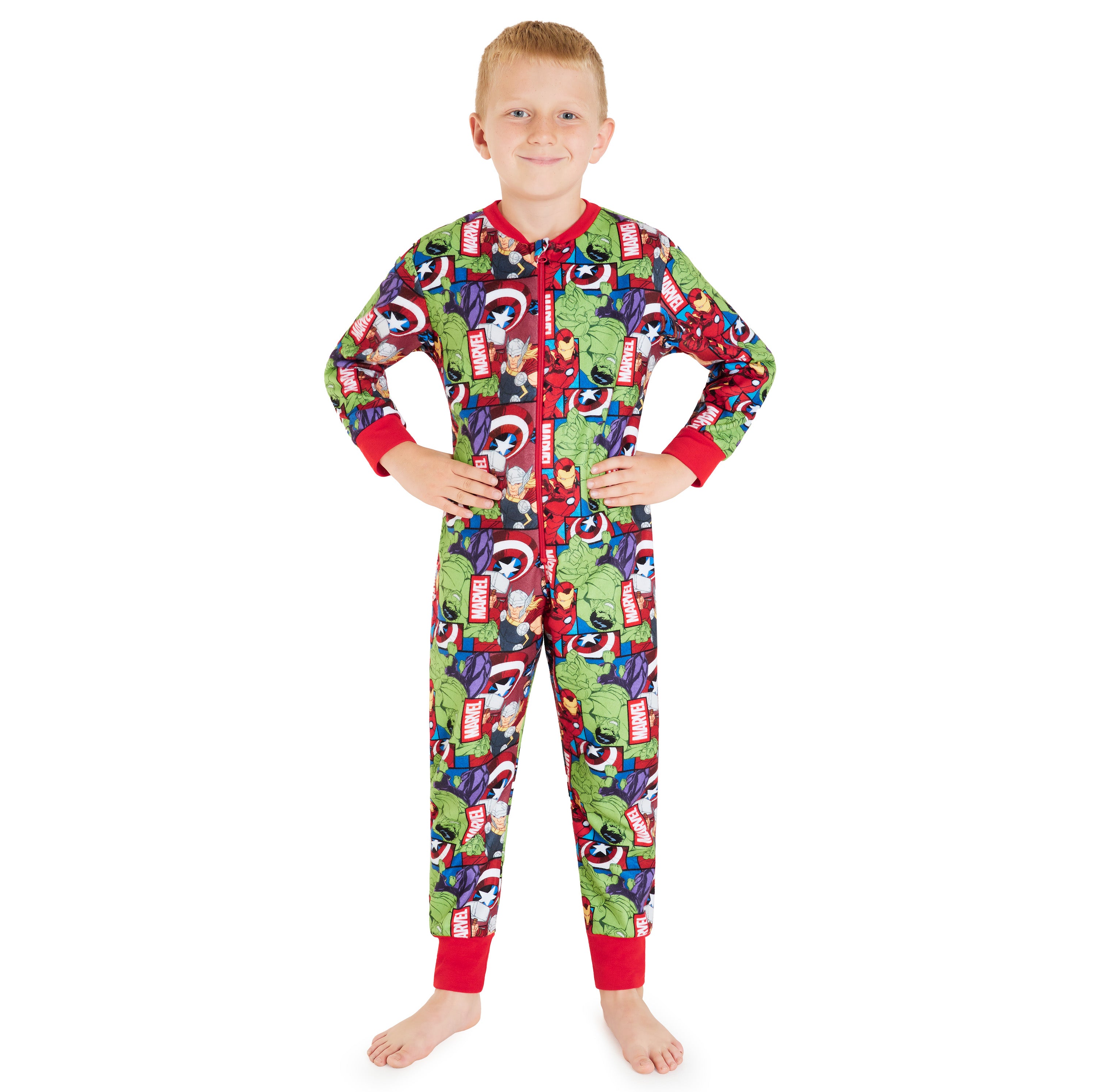 Marvel Fleece Onesie for Boys - Warm Hooded Onesie for Kids - Avengers - Get Trend