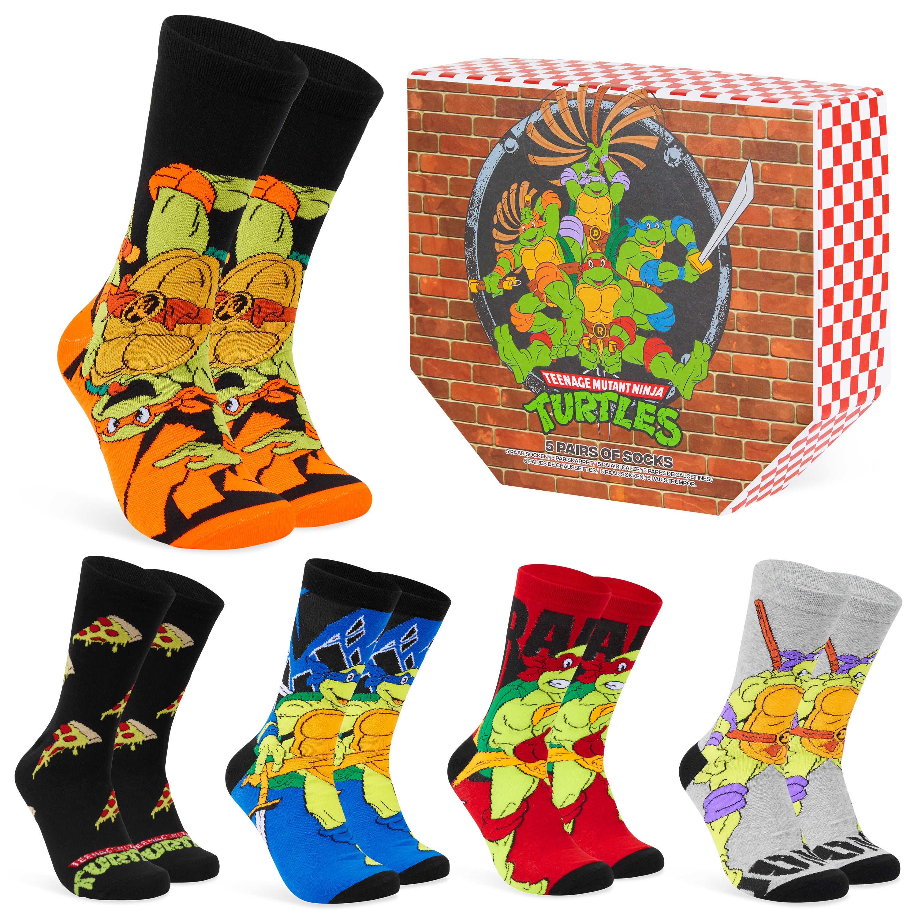 Teenage Mutant Ninja Turtles Mens Socks - Pack of 5 Crew Socks for Men Teenagers - Get Trend