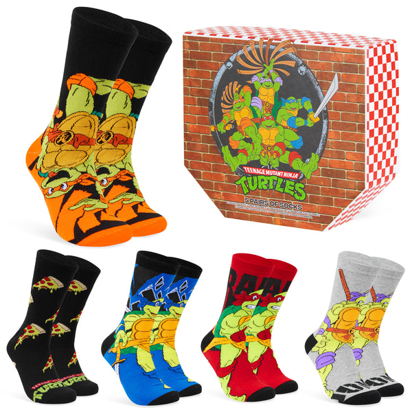 Teenage Mutant Ninja Turtles Mens Socks - Pack of 5 Crew Socks for Men - Get Trend