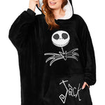 Disney Jack Skellington Fleece Hoodie Men Women Teenagers Oversized Fleece Poncho - Get Trend