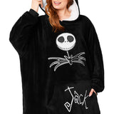 Disney Jack Skellington Fleece Hoodie Men Women Teenagers Oversized Fleece Poncho - Get Trend
