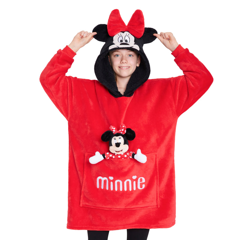 Disney Fleece Hoodie Blanket with Plush Toy for Kids - Minnie Mouse