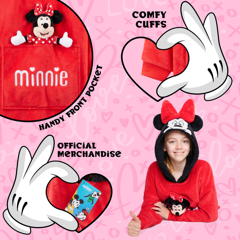 Disney Fleece Hoodie Blanket with Plush Toy for Kids - Minnie Mouse