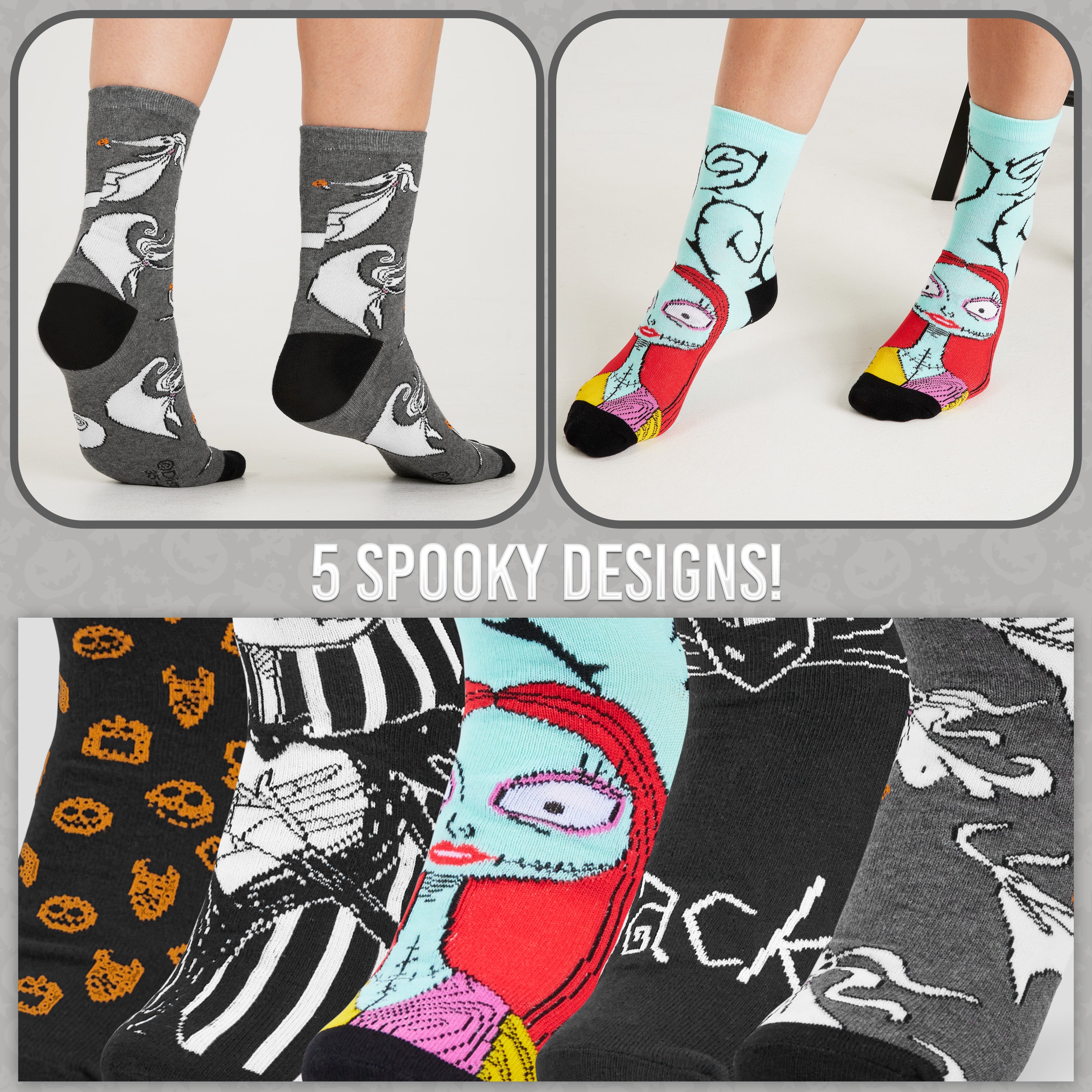 Disney Ladies Socks, Pack of 5 Soft Ankle Socks for Women - Jack Skellington - Get Trend