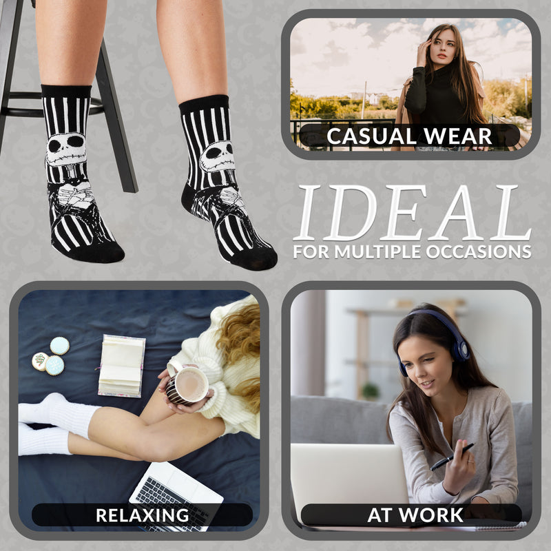Disney Ladies Socks, Pack of 5 Soft Ankle Socks for Women - Jack Skellington - Get Trend