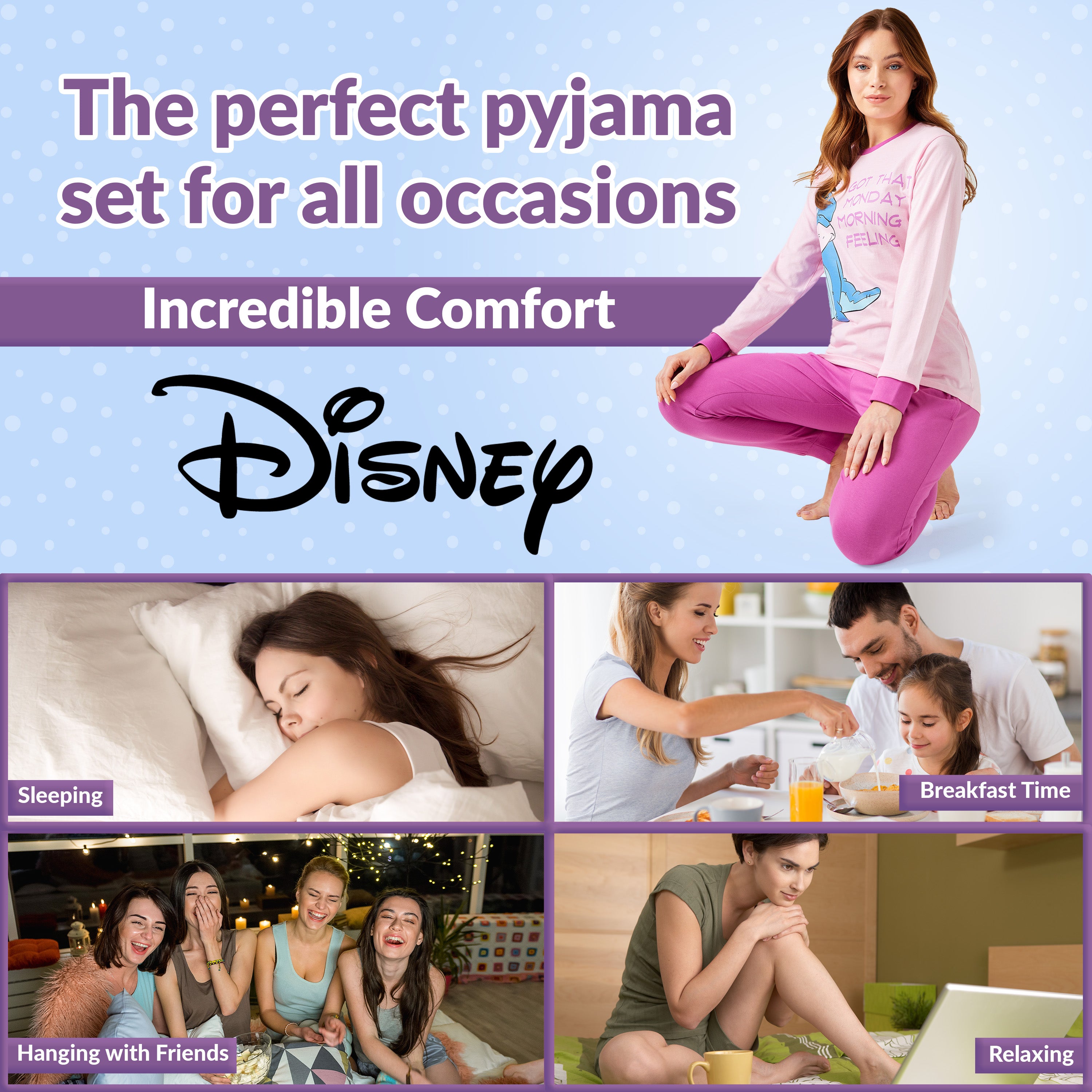 Disney Womens Pyjamas Set, Eeyore Nightwear for Women - Get Trend