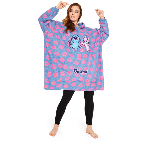 Disney Stitch Oversized Blanket Hoodie for Women - Stitch & Angel - Get Trend