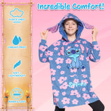 Disney Stitch Fleece Hoodie Blanket for Kids and Teenagers - One Size